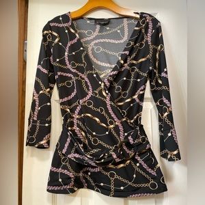 Black and gold chain International Concepts blouse